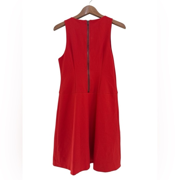 Anthropologie Leifsdottir Red/Orange Crepe Twist Front Mini Dress Pockets Size 8 - Picture 7 of 9